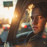 Bestuurder kijkt geconcentreerd om zich heen tijdens druk verkeer en herkent verkeerssituaties beter.